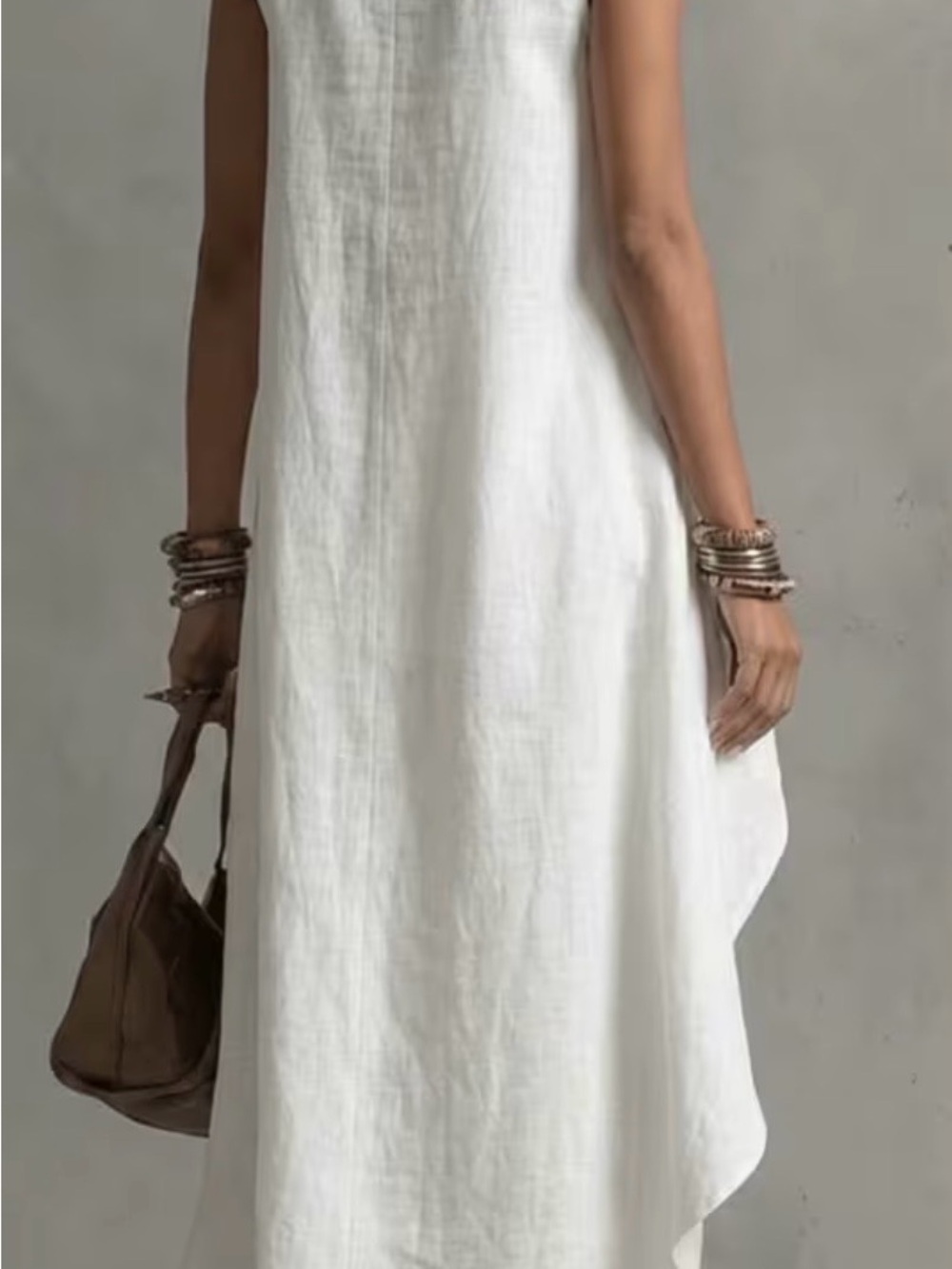 Women’s White High-Low Tunic & Wide-Leg Pants Set Sleeveless - Picture 9 of 9
